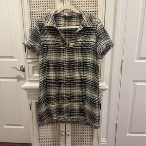 Chic Black and White Plaid Mini Dress
